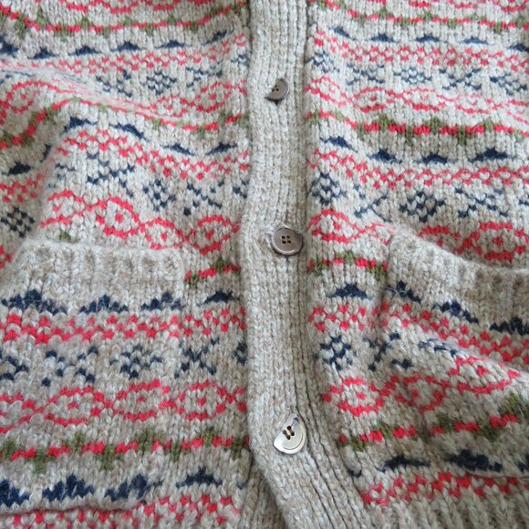 ALEX MILL Wool Fair Isle Cardigan Camel Multi - Women's Size M - Picture 13 of 16